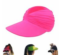 Genérico Women's UPFs 50+ Protections Sun Visors Hat,Wide Brim Lightweight Foldable Ponytail Cap,Summer UV Protections Beach Cap (Red 2)
