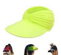 Genérico Women's UPFs 50+ Protections Sun Visors Hat,Wide Brim Lightweight Foldable Ponytail Cap,Summer UV Protections Beach Cap (Yellow)
