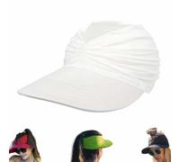 Genérico Women's UPFs 50+ Protections Sun Visors Hat,Wide Brim Lightweight Foldable Ponytail Cap,Summer UV Protections Beach Cap (White)