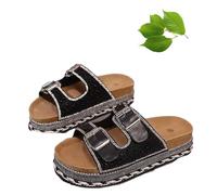 Genérico Women's Versatile Rhinestone Platform Slippers, Fashionable Rhinestone Double Buckle Slide Sandals, for Women (C#3,40)