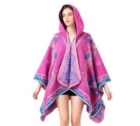 Genérico Women's Vintage Ethnic Style Cape Shawl,Elegant Phoenix Pattern Boho Shawl Poncho,Winter Warm Knitted Hooded Cardigan Cloak