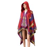 Genérico Women's Vintage Ethnic Style Cape Shawl,Elegant Phoenix Pattern Boho Shawl Poncho,Winter Warm Knitted Hooded Cardigan Cloak
