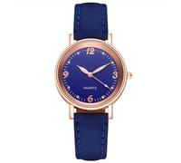 Generico Women's Vintage Leather Strap Watch - Gold-Toned Round, Clear Numbers & Stylish Design | For Birthday, Party, Or Everyday Sophisticated Look, azul, riferimento alla descrizione, Correa