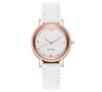 Genérico Women's Vintage Leather Strap Watch - Gold-Toned Round, Clear Numbers & Stylish Design | For Birthday, Party, Or Everyday Sophisticated Look