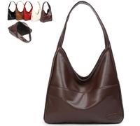 Genérico Women's Vintage Shoulder Bag, Large Capacity Soft Vegan Leather Casual Tote, Stylish Everyday Handbag (Coffee,Magnetic)