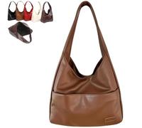 Genérico Women's Vintage Shoulder Bag, Large Capacity Soft Vegan Leather Casual Tote, Stylish Everyday Handbag (Brown,Magnetic)