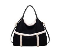 Genérico Women's Vintage Suede Tote Bag,Fall Winter Large Capacity Shoulder Crossbody,Chic Trendy Handbag for Daily Use (Black)