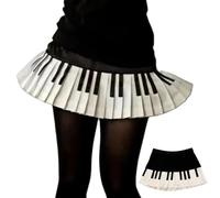 Genérico Women's Vintage Y2K Black White Piano Pleated Sexy Mini Skirt Streetwear (Black,M)
