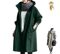 Genérico Women's Water Resistant Oversized Hooded Windbreaker Rain Jacket,Loose Winter Single Breasted Comfortable Coat Outwear