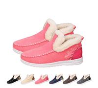 Genérico Womens Winter Flat Fluffy Snow Boots,Warm Faux Fur Lining Anti-Slip Slip on Loafer Casual Outdoor Plush Short Booties (Pink,41)