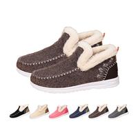 Genérico Womens Winter Flat Fluffy Snow Boots,Warm Faux Fur Lining Anti-Slip Slip on Loafer Casual Outdoor Plush Short Booties (Brown,40)