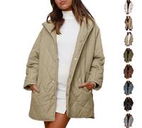 Genérico Women's Winter Lightweight Hooded Quilted Jacket, Women Casual Warm Long Sleeve Oversized Jackets, for Everyday Wear (Light Green,S)