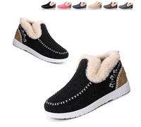 Genérico Women's Winter Plush Lined Flat Shoes - Cozy Non-Slip Ankle Booties with Orthopedic Arch Support, Warm Indoor Outdoor Slippers (5,40)