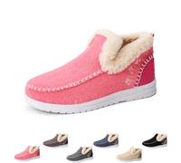 Genérico Women's Winter Plush-Lined Slip-On Shoes, Casual Outdoor Plush Short Booties, Classic Non-Slip Ankle Snow Boots (Pink,38)