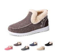 Genérico Women's Winter Plush-Lined Slip-On Shoes, Casual Outdoor Plush Short Booties, Classic Non-Slip Ankle Snow Boots (Coffee,36)