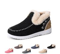 Genérico Women's Winter Plush-Lined Slip-On Shoes, Casual Outdoor Plush Short Booties, Classic Non-Slip Ankle Snow Boots (Black,45)