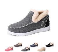 Genérico Women's Winter Plush-Lined Slip-On Shoes, Casual Outdoor Plush Short Booties, Classic Non-Slip Ankle Snow Boots (Gray,36)