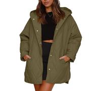 Genérico Women's Winter Trendy Lightweight Hooded Quilted Jacket, Casual Warm Long Trendy Puffer Coat for Everyday Wear (Green,S)