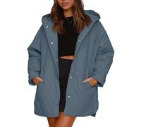Genérico Women's Winter Trendy Lightweight Hooded Quilted Jacket, Casual Warm Long Trendy Puffer Coat for Everyday Wear (Blue,XL)