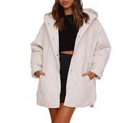Genérico Women's Winter Trendy Lightweight Hooded Quilted Jacket, Casual Warm Long Trendy Puffer Coat for Everyday Wear (White,XXL)