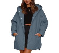 Genérico Women's Winter Trendy Lightweight Hooded Quilted Jacket, Long Jackets for Woman Lightweight Diamond Quilted Jacket (Blue,S)