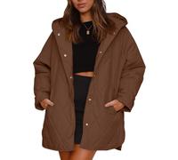Genérico Women's Winter Trendy Lightweight Hooded Quilted Jacket, Long Jackets for Woman Lightweight Diamond Quilted Jacket (Brown,L)