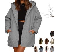 Genérico Women's Winter Trendy Lightweight Hooded Quilted Jacket,Women Casual Warm Long Sleeve Oversized Jackets for women to keep warm (H,34)