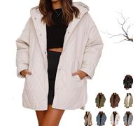 Genérico Women's Winter Trendy Lightweight Hooded Quilted Jacket,Women Casual Warm Long Sleeve Oversized Jackets for women to keep warm (A,30)