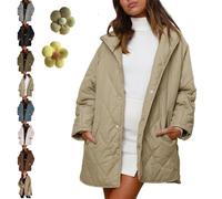 Genérico Women's Winter Trendy Lightweight Hooded Quilted Jacket, Women Casual Warm Longs Sleeve Jackets (Light Green,M)