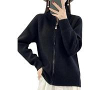Genérico Women's Wool Knitting Sweater Turtleneck Zipper Cardigan Full Zip Mock Neck Thick Warm Wool Sweater for Women 2026 (Black,Talla única)