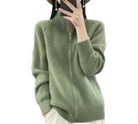 Genérico Women's Wool Knitting Sweater Turtleneck Zipper Cardigan Full Zip Mock Neck Thick Warm Wool Sweater for Women 2026 (Green,Talla única)