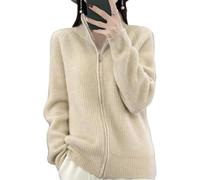 Genérico Women's Wool Knitting Sweater Turtleneck Zipper Cardigan Full Zip Mock Neck Thick Warm Wool Sweater for Women 2026 (Apricot,Talla única)