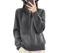 Genérico Women's Wool Knitting Sweater Turtleneck Zipper Cardigan Full Zip Mock Neck Thick Warm Wool Sweater for Women 2026 (Gray,Talla única)
