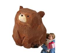 Generico Wood Bear - Wood, 1.38x1.18x1.38in Tabletop Ornament | Wear-Resistant Mini Animal Decor Hand-Carved Design, Wooden Bear Figurine For Bedside Table, Nursery Decor, Home Display