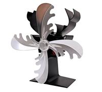 Genérico Wood Burning Stove Fan - 4 Leaf Fireplace Blower, Elk Shaped Thermal Circulator | Heat Powered Heater Distribution System Log Use Areas, Durable Metal Construction, Silent Design, Efficient