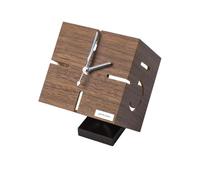 Genérico Wood Desk Clock - Cubic Design, Battery Operated Analog Desk Clock, Openwork Numerals On All Four Sides + Exposed Hands, Vintage, Ideal Living Room, Home and Office Decor(A)