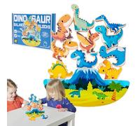 Genérico Wood Dinosaur Blocks - Stacking Playset, Stem Balance Game | Preschool Learning Building Set Wooden Dinosaur Toys, Interactive Educational Activity, Stack High Training For