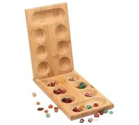 Generico Wood Folding Board Game - Foldable Wooden Set | Large Groups Parties Travel Family Events Adults Kids, Traditional African Stone Strategy Classic Tabletop Portable Educational Kit
