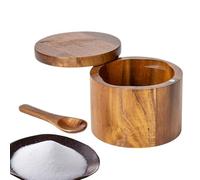 Genérico Wood Salt Box, Rustic Kitchen Salt Jar, Wooden Salt Container, Natural Swivel Lid Jar, Decorative Wooden Seasoning Pot for Sugar, Spices, and Cooking Essentials in the Kitchen