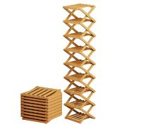 Genérico Wood Shoe Rack 26x26x159cm, Multi-Tier Foldable Shoe Organizer Holder, Footwear Storage for Entryway Bedroom Closet Hallway Garage Mudroom Living Room Apartment