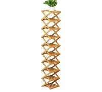 Genérico Wood Shoe Rack - Entryway Tidy for Decluttering | Natural Bamboo with Stackable Vertical Tiers & Breathable Slatted Shelves for High-Heels, Sneakers, Sandals and Boots