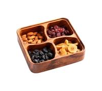 Genérico Wood Snack Bowl With Dividers - Wood Snack Bowl | 4 Grid Smooth Safe Organizer Tray For Friends Men Women Nuts Dried Fruit Home Kitchen Party Indoor Livingroom