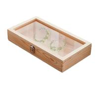 Genérico Wood Specimen Case - Wood Acrylic 38x22x5.5cm | Jewellery Display Case Organizer Tray With Lid | Collectibles Storage Box For Earrings Rings Keepsakes For Home Display Organization