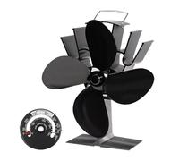 Genérico wood stove fan, Ventilador de estufa de 4 aspas, estufa de leña con calefacción, chimenea, calefactor silencioso for el hogar, calefacción eficiente en invierno,for home(With Thermometer B)