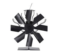 Genérico wood stove fan, Ventilador de estufa de 8 aspas accionado por calor, color negro, for chimenea o estufa de leña.,for home(With thermometer)