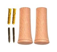 Genérico Wood Wall Hooks - Set Of 4 | Natural Solid Beech Wood Pegs, Heavy Duty Wall Mounted Hangers With Screws & Anchors, Modern Style; Perfect For Coats, Hats, Towels, Bags, And Entryway