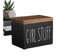 Genérico Wooden Bathroom Organizer, Feminine Tampon Holder, 20.3x15.3x13cm Storage Case with Durable Build, Sanitary Napkin, Bathroom Holder with Compact Design, Vanity Organizer for Home and Dorm