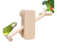 Genérico Wooden Bird Perch Stand, Seesaw Play Training Toy, Natural Wood Swing Balance Perch with Stable Base, Interactive Bird Exercise, Chewing Safe Cage Accessory, Birds Activity for Home Cage