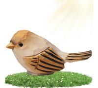Genérico Wooden Birds - Basswood 10x5x4.5cm | Wooden Sparrow Bird Ornament, Mini Garden Bird Figurine Outdoor Decoration Statue | Creative Patio Backyard Garden Decor Sculpture For Home Use
