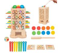 Genérico Wooden Board Games, Multifunctional Children's Toys, Sticks Dice Game, for Kids 3-6, Fine Motor Skills & Counting Set, Durable Wood Board Game for Preschool Learning, 12x12x20cm